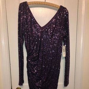 Badgley Mischka Purple Sequin Party Dress